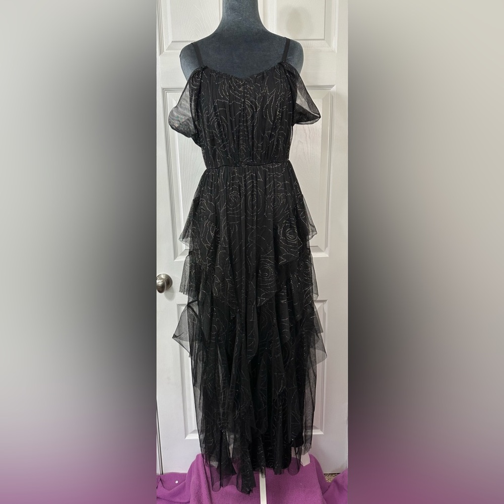 Lovely Grace Dress Black & Gold Shimmer Layered tulle mystical witchy fairycore